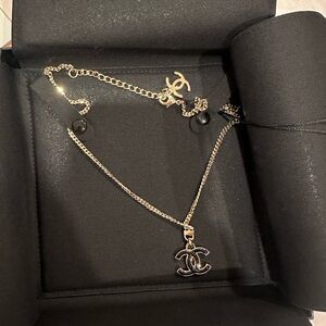 NWT Chanel black and gold necklace